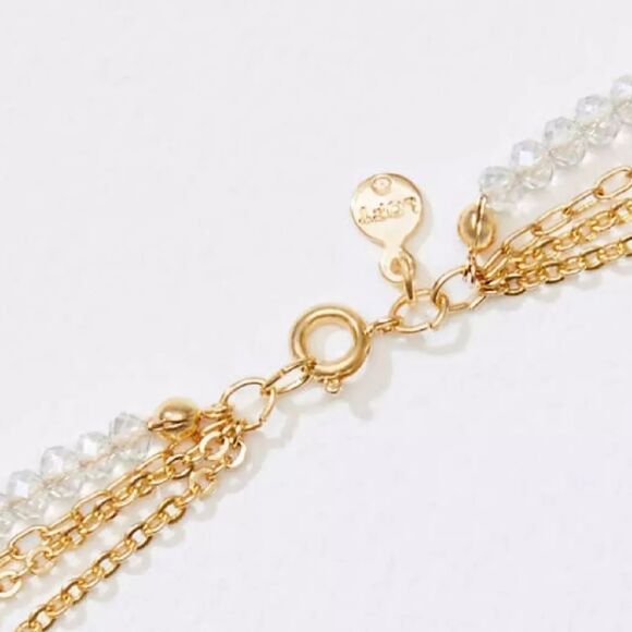 ANN TAYLOR LOFT APRICOT MULTISTRAND BEADED CHAIN NECKLACE NWT NOS - Picture 3 of 5